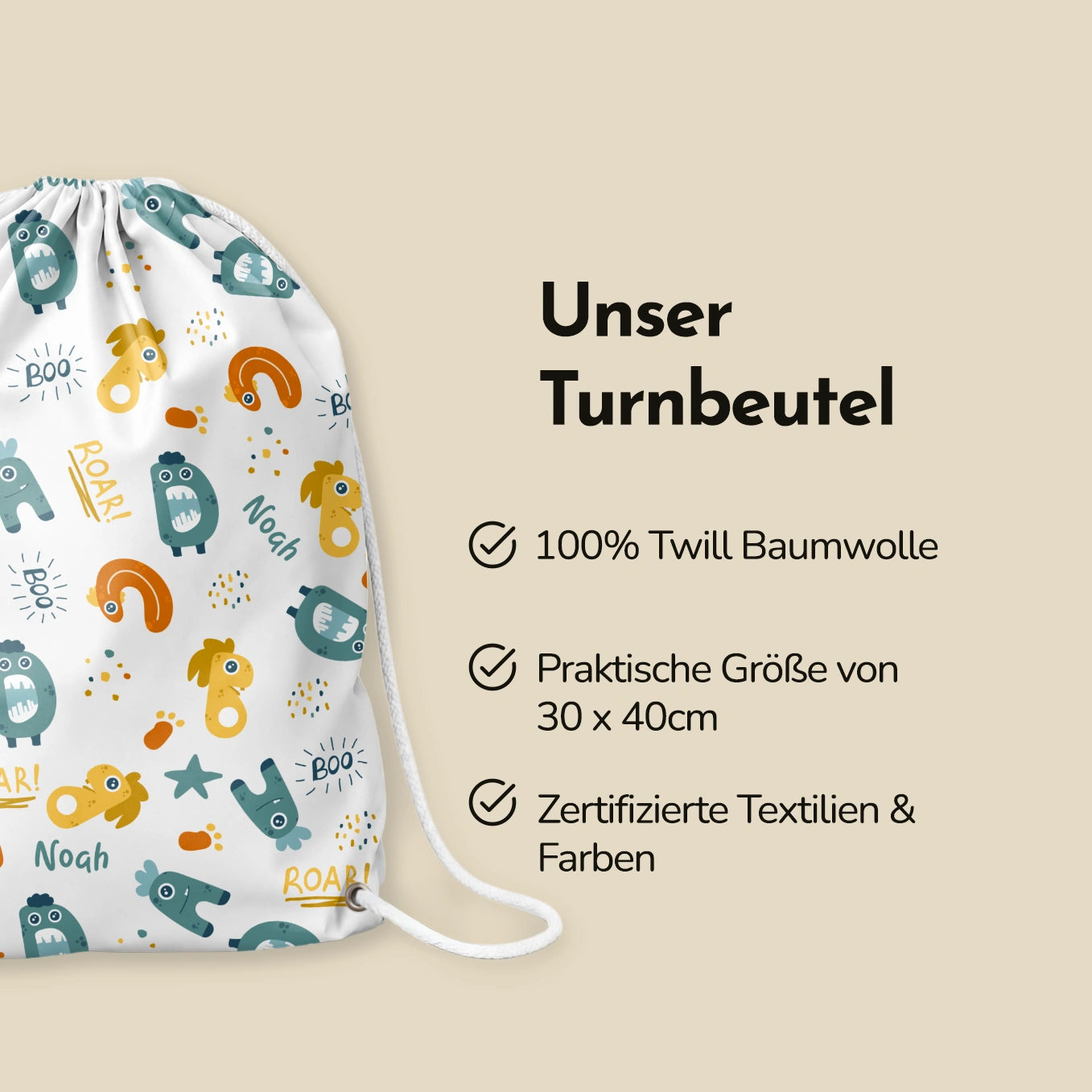 Personalisierter Turnbeutel "Monster"