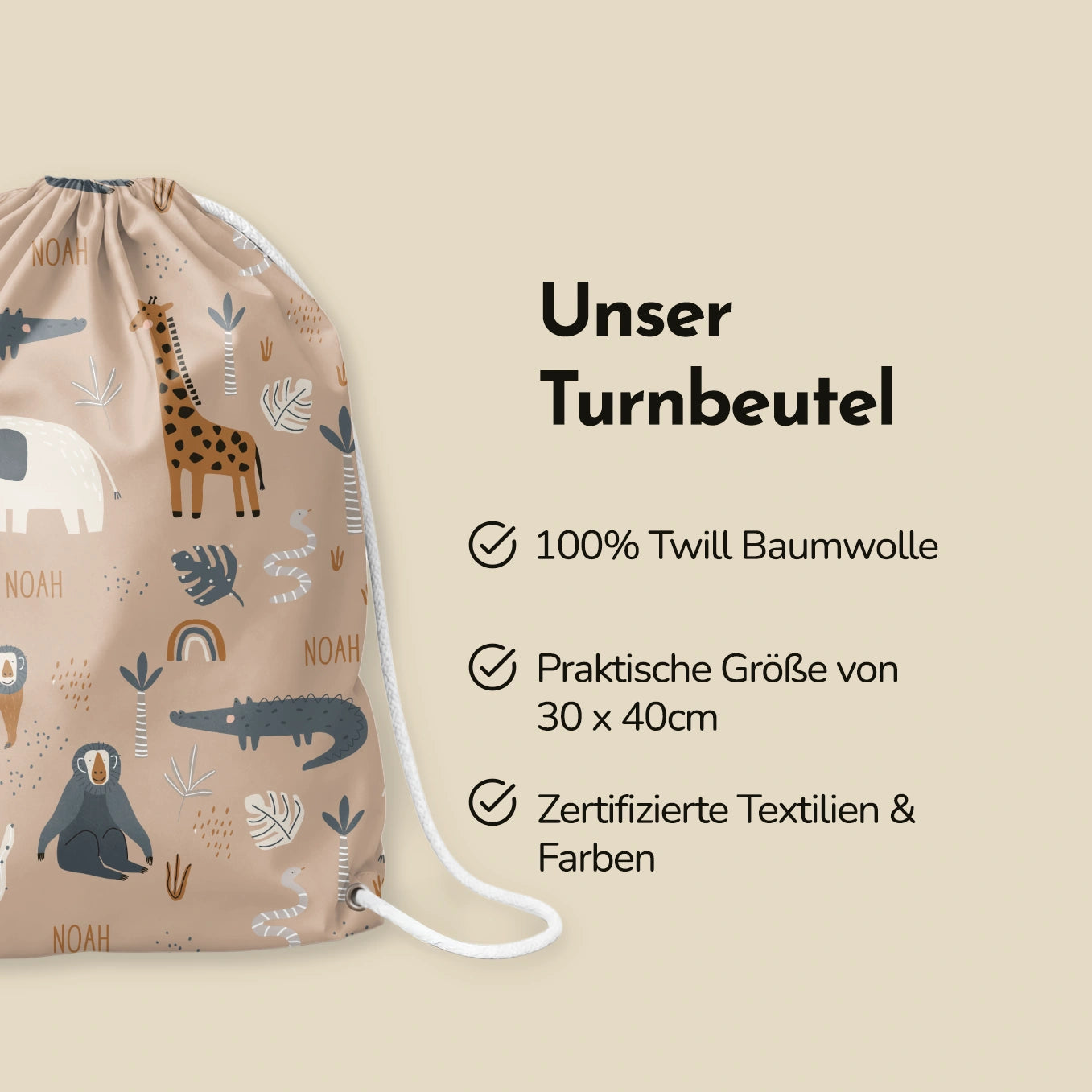 Personalisierter Turnbeutel "Savanne"