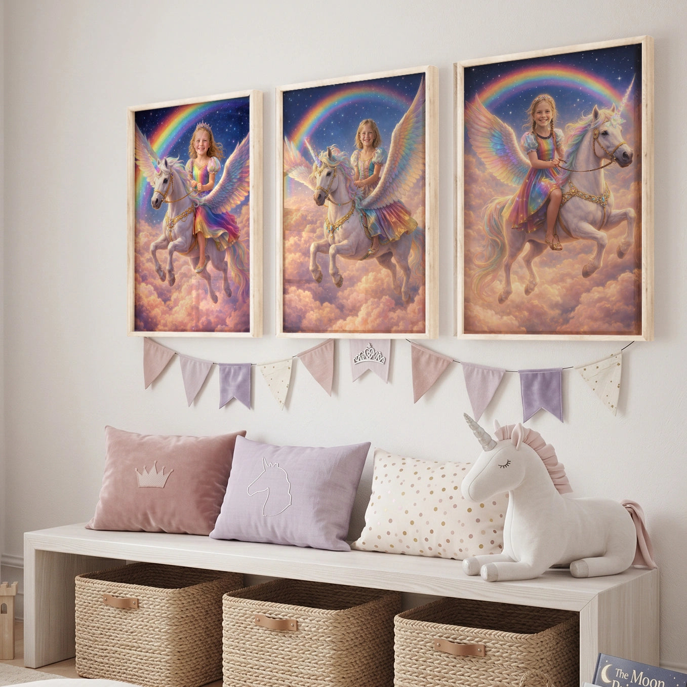 Personalisiertes Kinderposter "Fliegendes Einhorn Prinzessin"