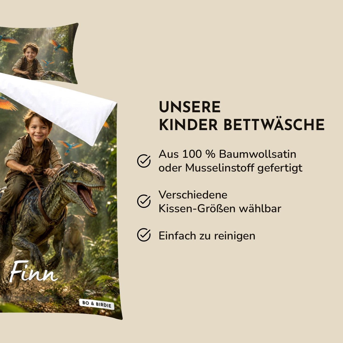 Personalisierte Bettwäsche "Dino"