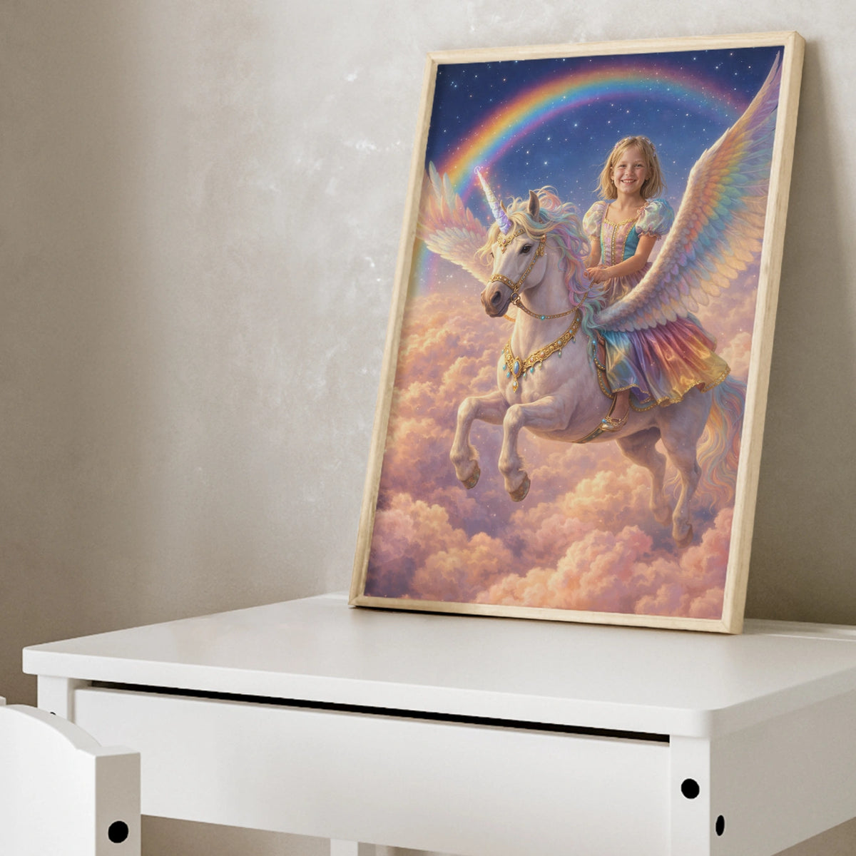 Personalisiertes Kinderposter "Fliegendes Einhorn Prinzessin"