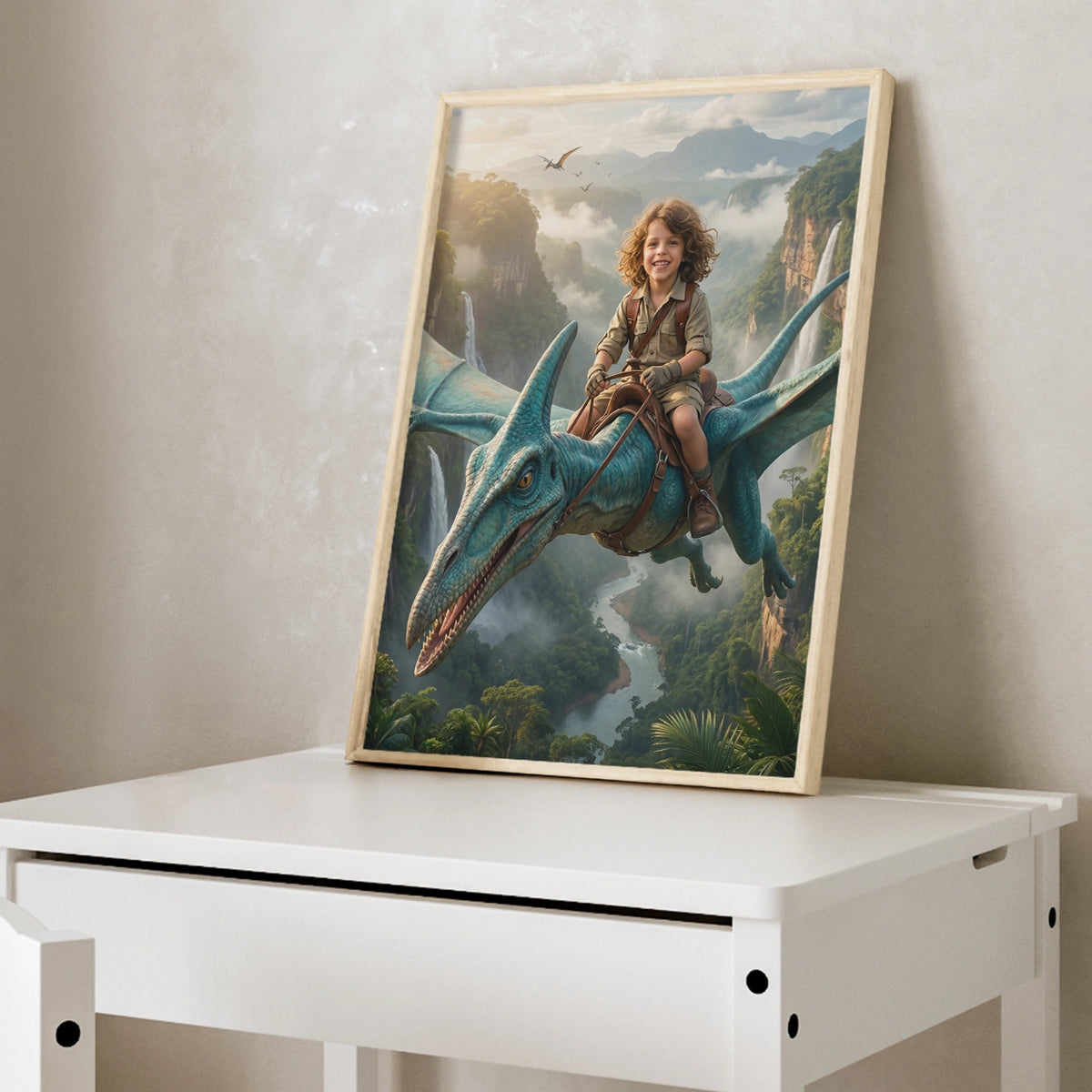 Personalisiertes Kinderposter "Fliegender Dino"