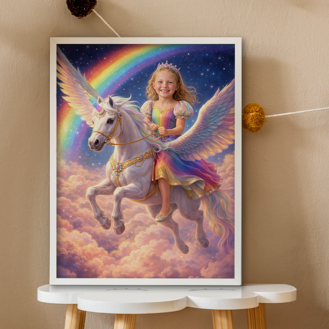Personalisiertes Kinderposter "Fliegendes Einhorn Prinzessin"