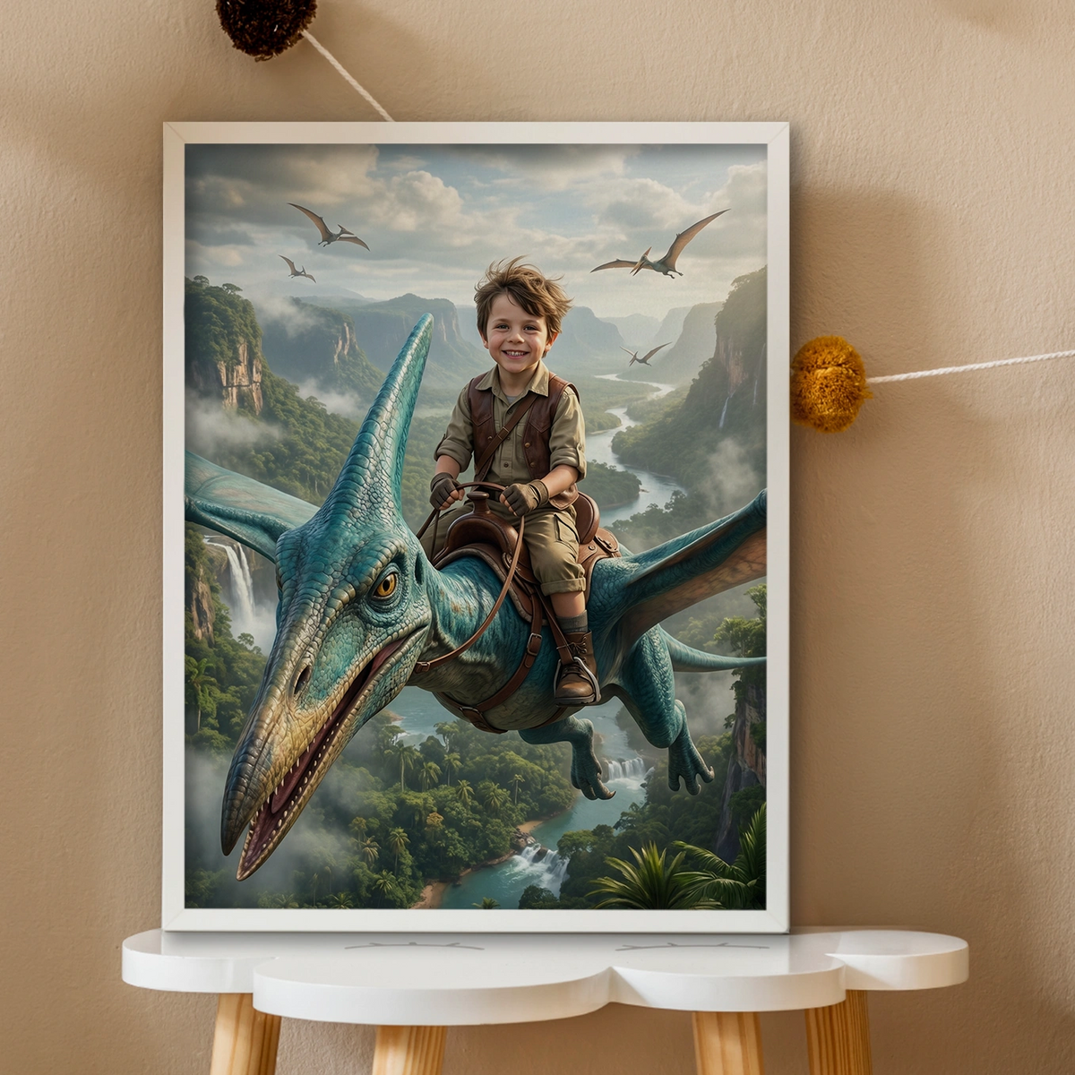 Personalisiertes Kinderposter "Fliegender Dino"