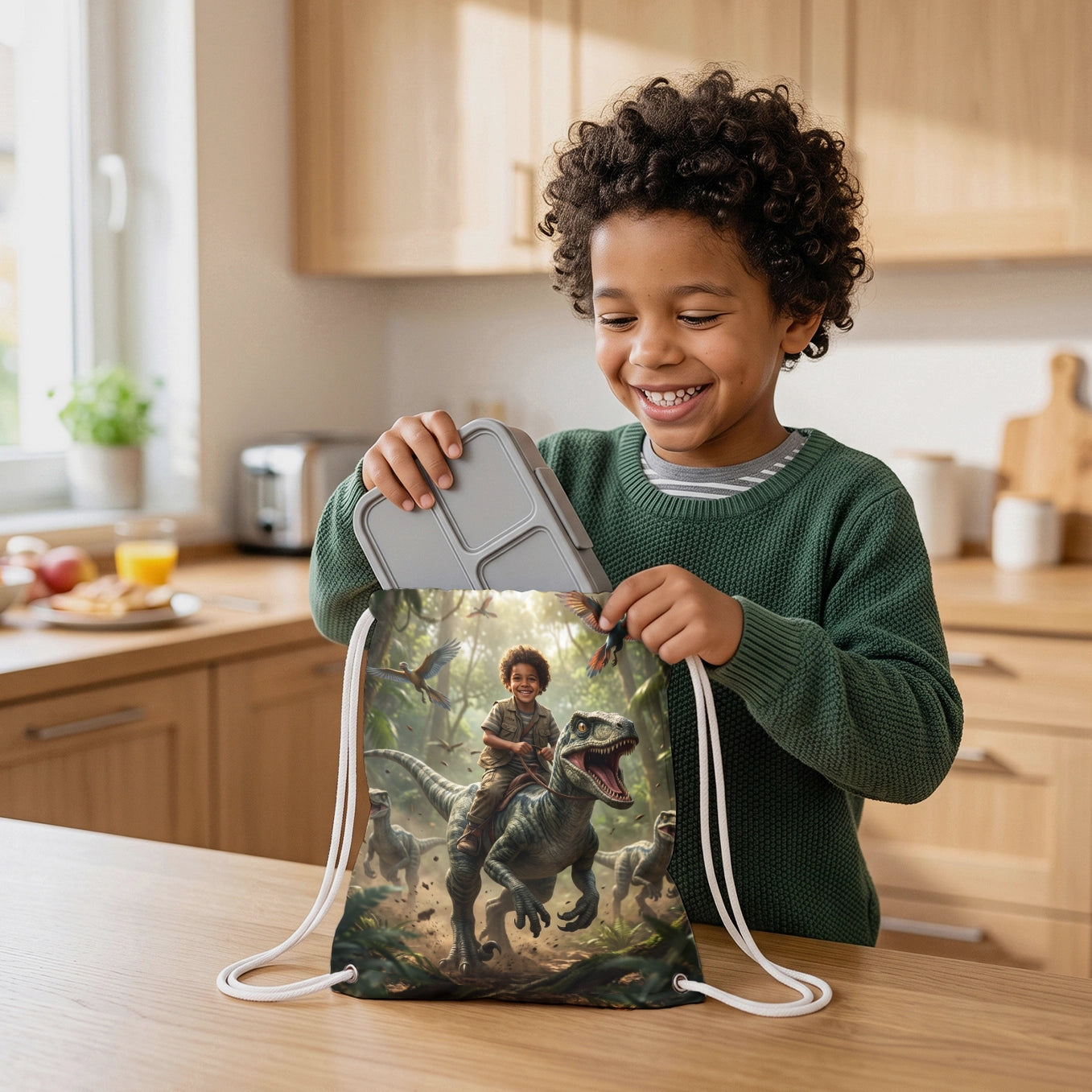 Personalisierter Kinder Turnbeutel "Dino"