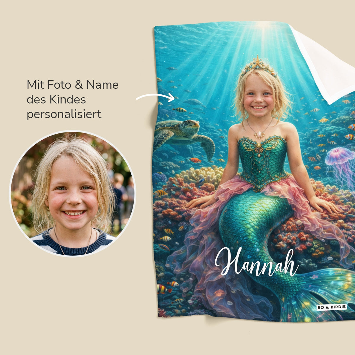Personalisierte Decke "Meerjungfrau"