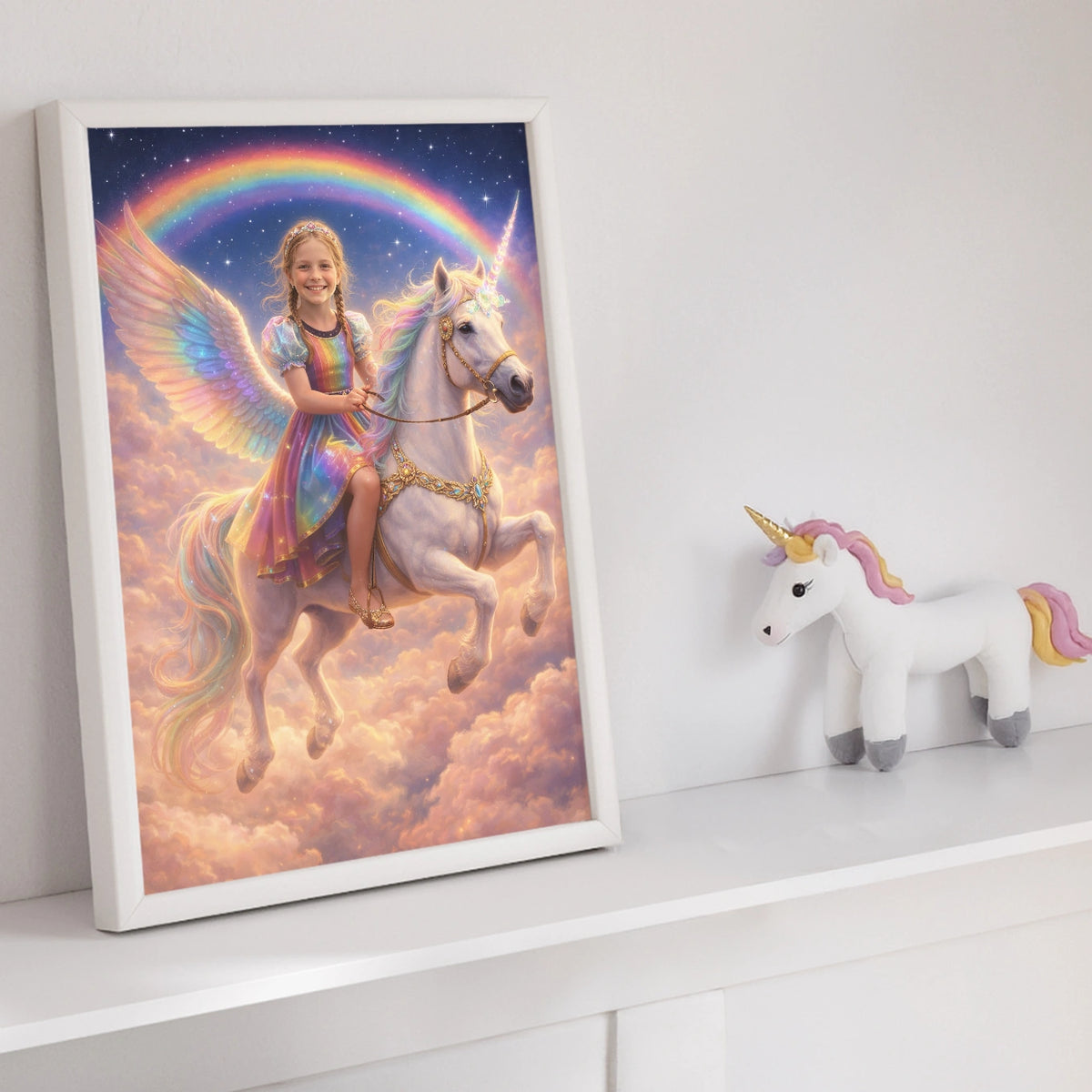 Personalisiertes Kinderposter "Fliegendes Einhorn Prinzessin"