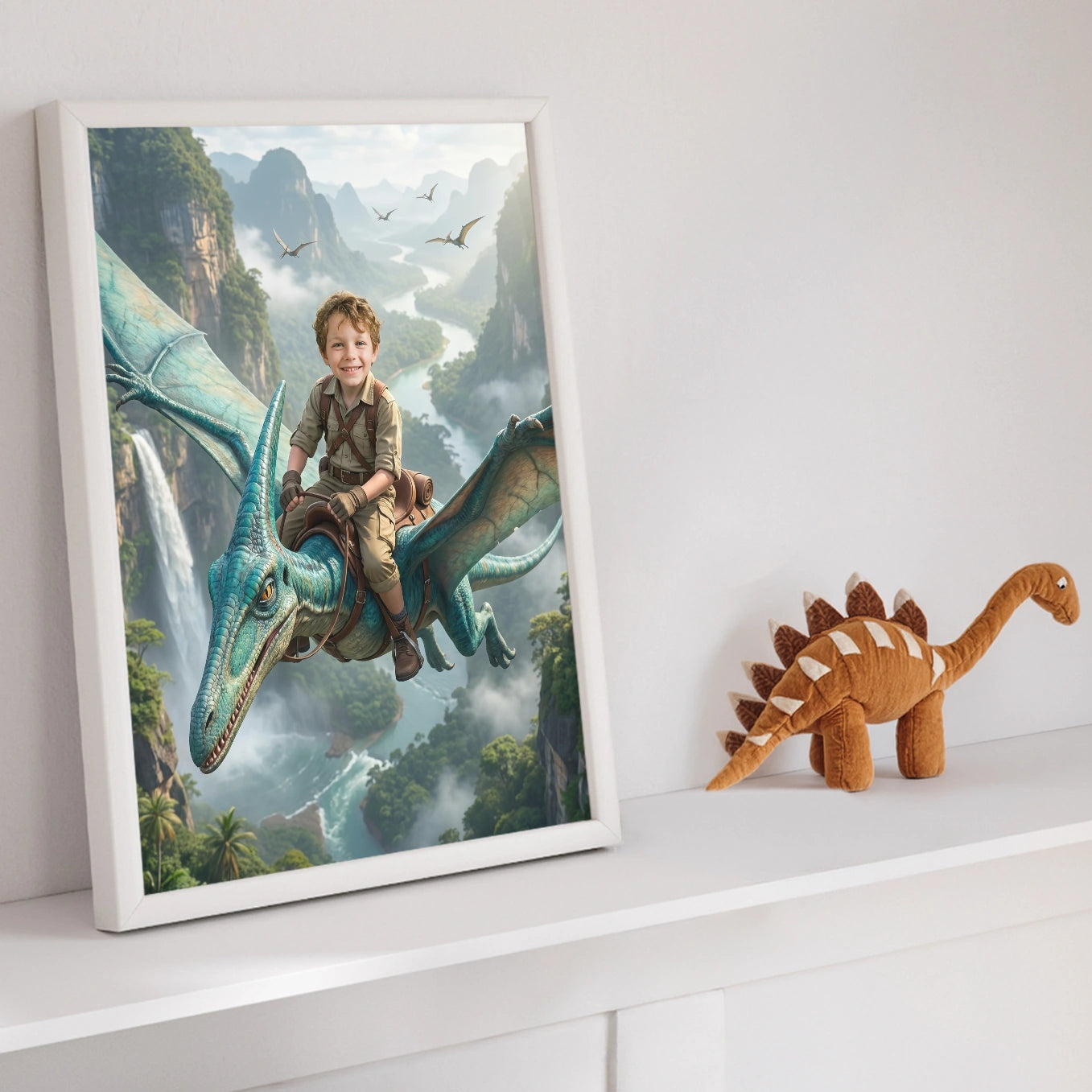Personalisiertes Kinderposter "Fliegender Dino"