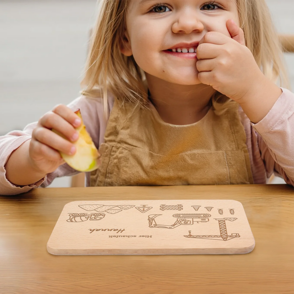 Personalisiertes Frühstücksbrettchen Gravur "Baustelle"