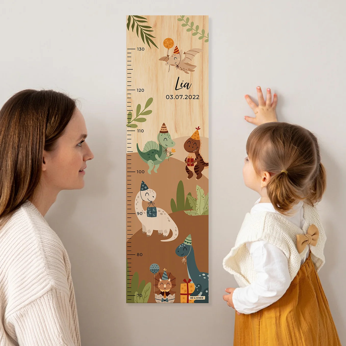 Personalisierte Messlatte "Dino Party"