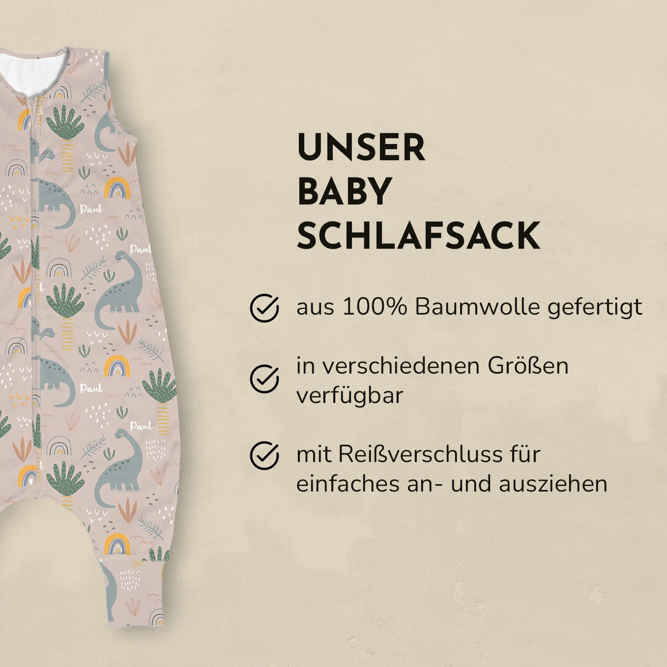 Personalisierter Baby Schlafsack "Dinosaurier"