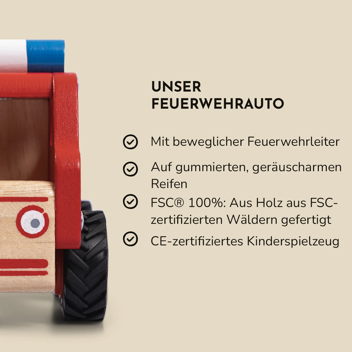 Personalisiertes Holzspielzeug Feuerwehrauto