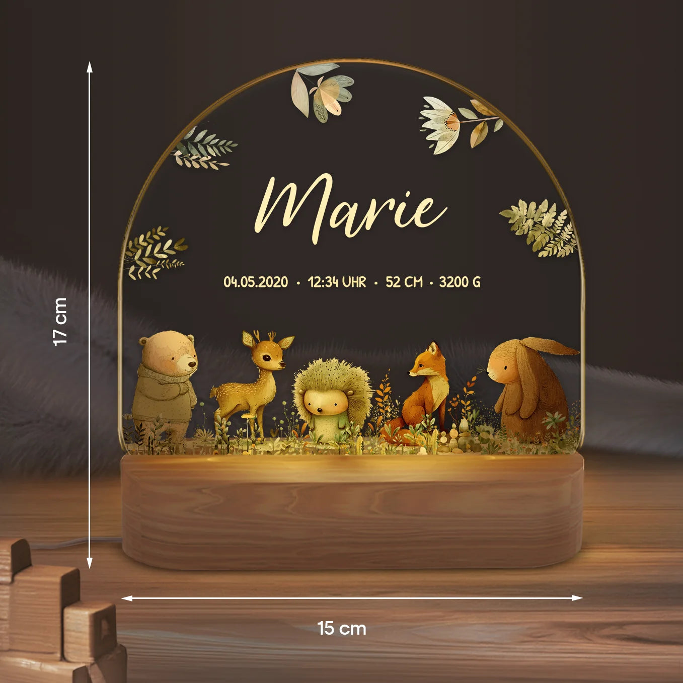 Personalisiertes Nachtlicht "Aquarell Tiere Wald"