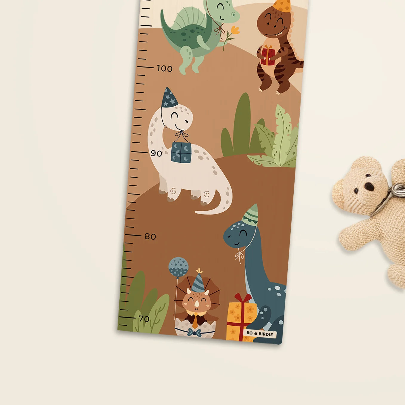 Personalisierte Messlatte "Dino Party"