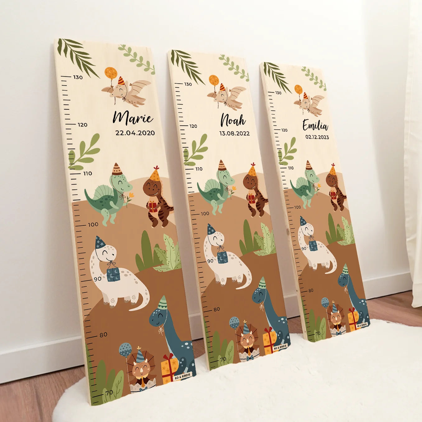 Personalisierte Messlatte "Dino Party"