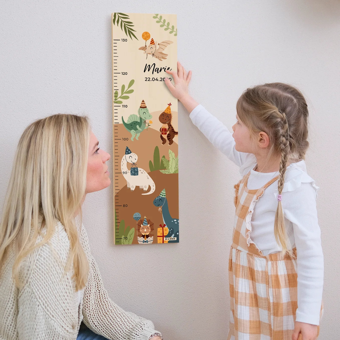 Personalisierte Messlatte "Dino Party"