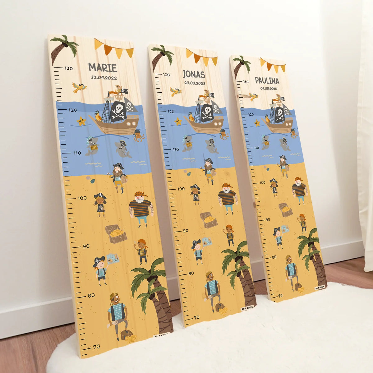 Personalisierte Messlatte "Piraten" Bo & Birdie