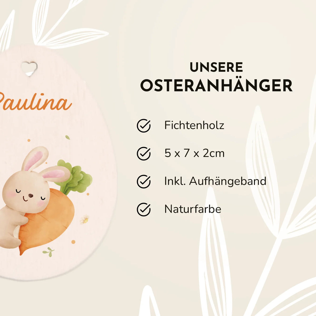 Personalisierter Osteranhänger ''Häschen'' Bo & Birdie