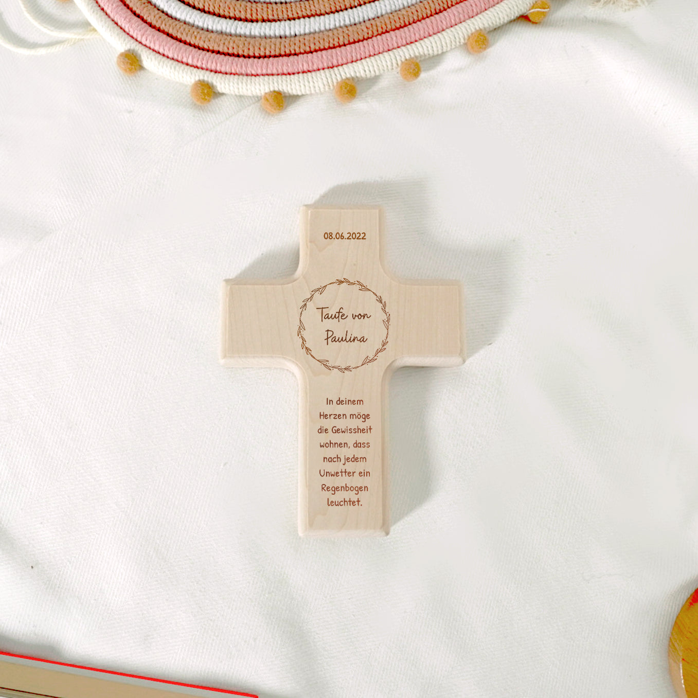 Personalisiertes Taufkreuz "Gravur" Bo & Birdie