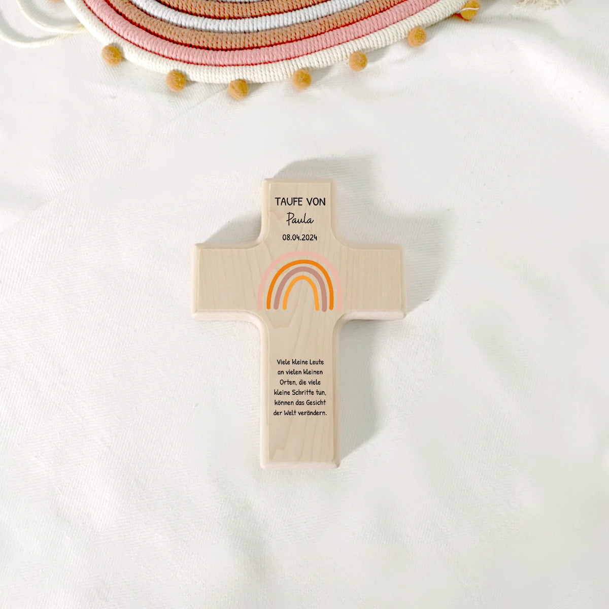 Personalisiertes Taufkreuz "Regenbogen" Bo & Birdie