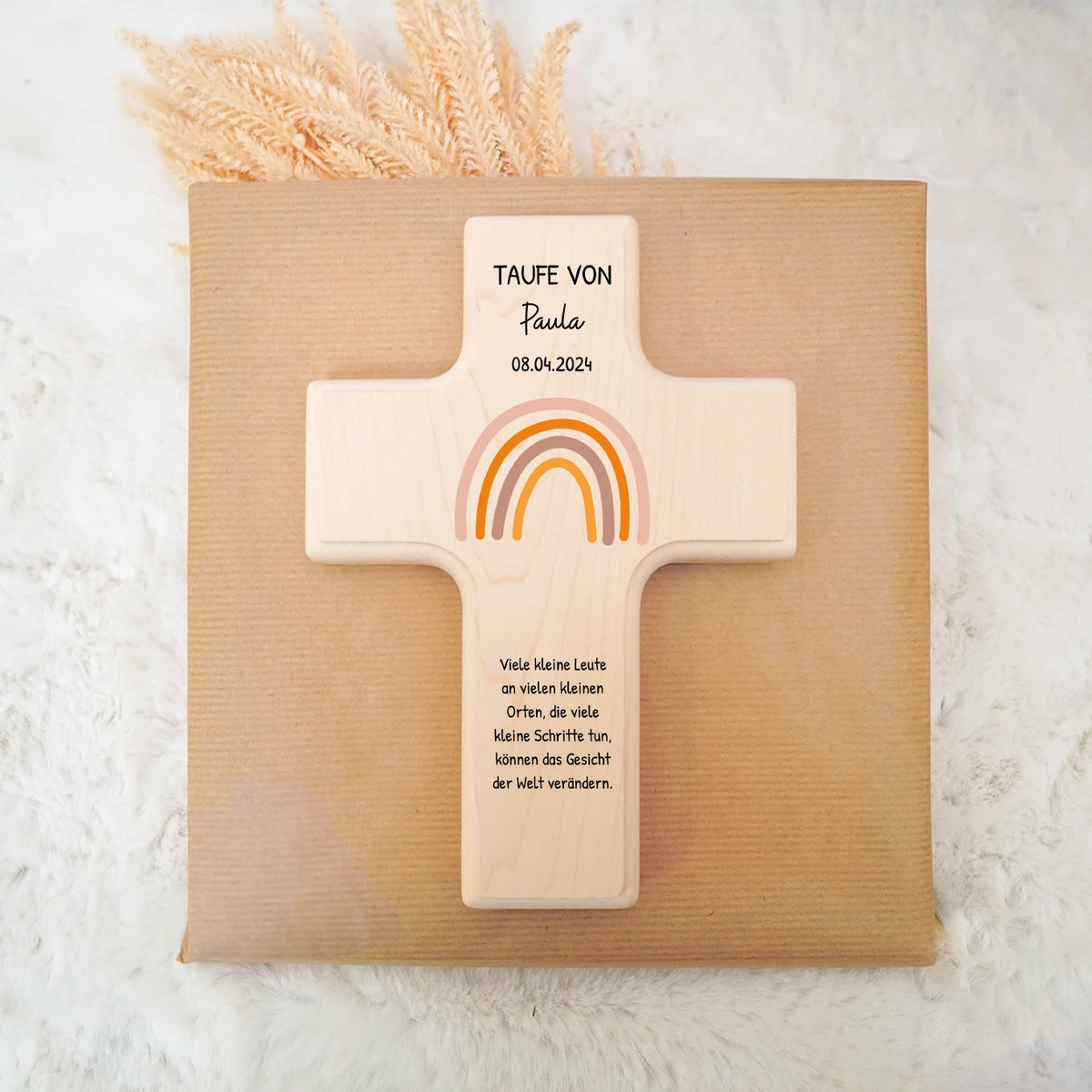 Personalisiertes Taufkreuz "Regenbogen" Bo & Birdie