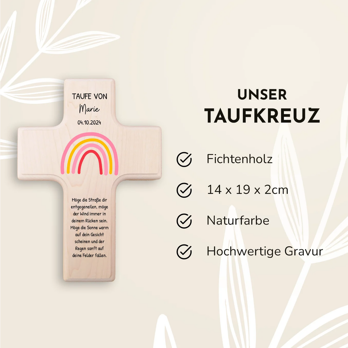 Personalisiertes Taufkreuz "Regenbogen" Bo & Birdie