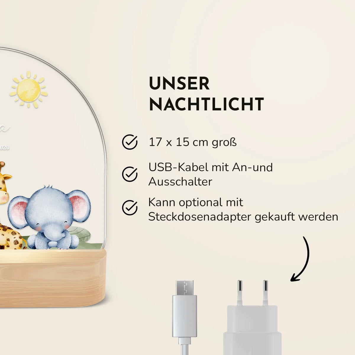 Personalisiertes Nachtlicht "Safari"