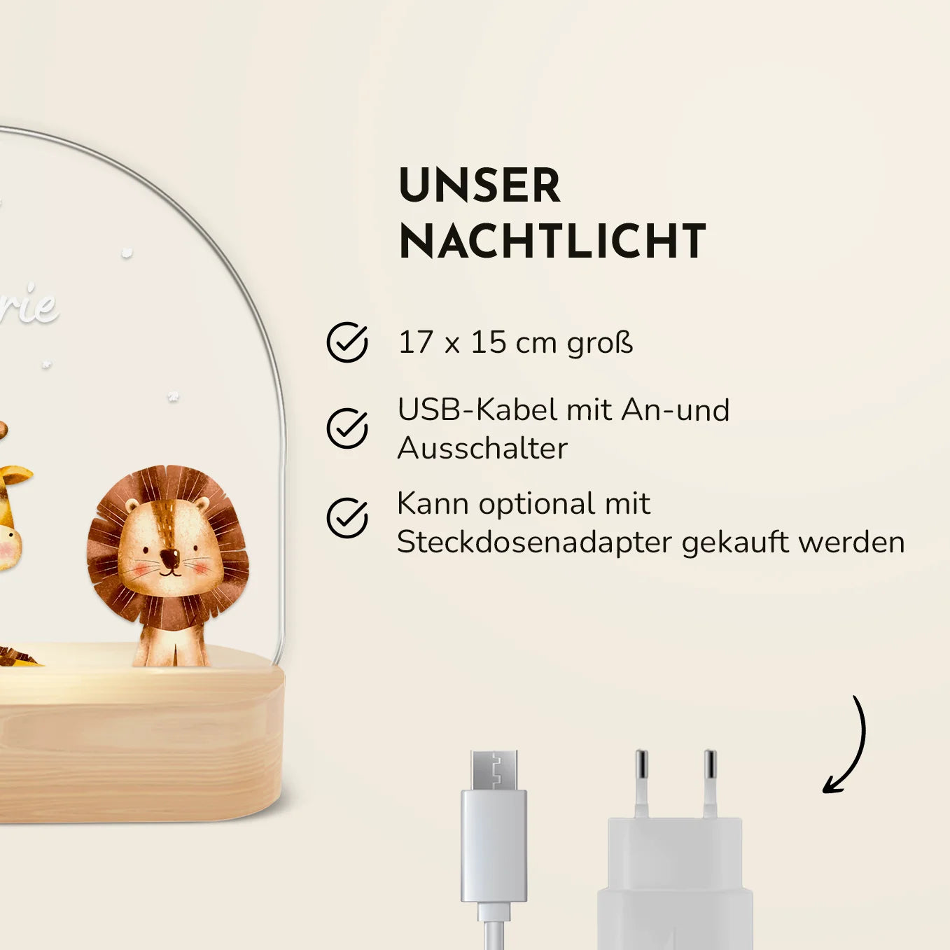 Personalisiertes Nachtlicht "Lieblingstiere"