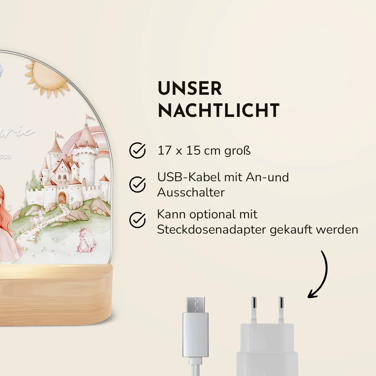 Personalisiertes Nachtlicht "Prinzessin"