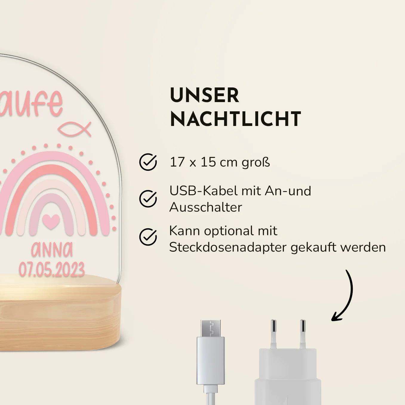 Personalisiertes Nachtlicht "Taufe"