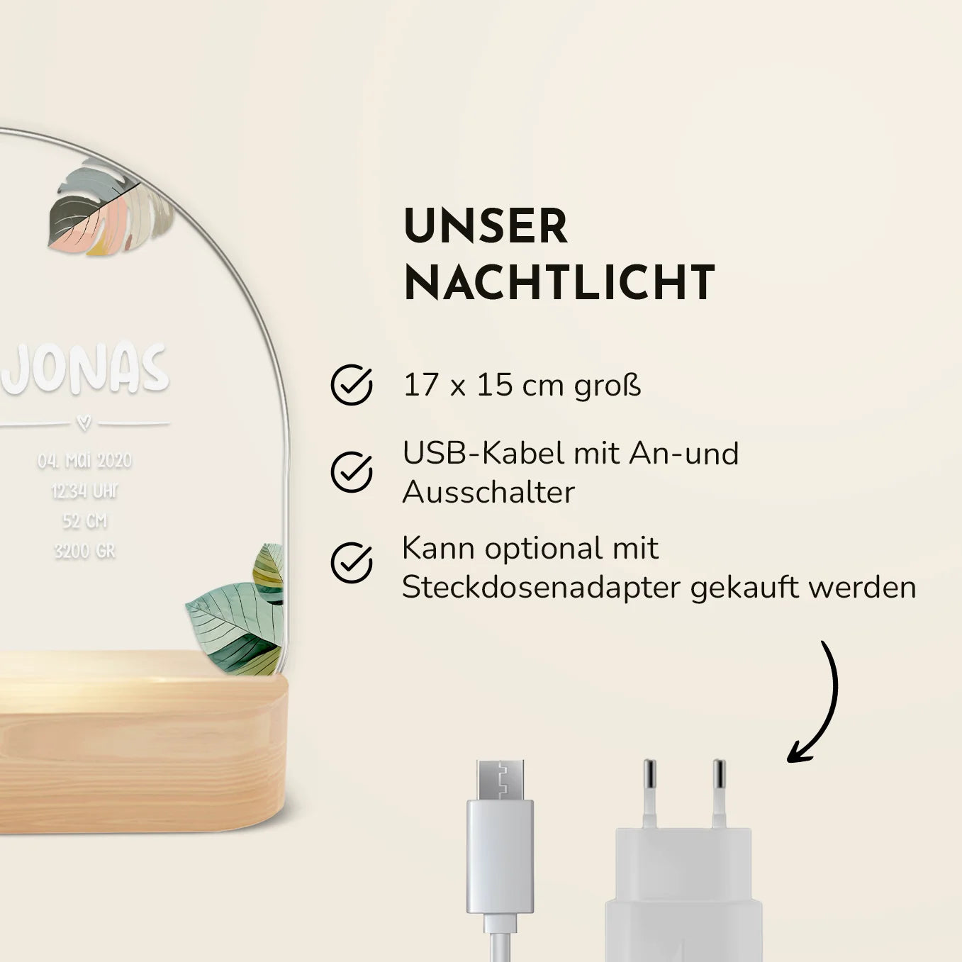 Personalisiertes Nachtlicht "Wunschtier"