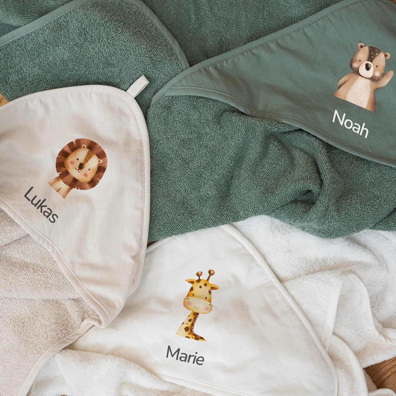 Personalisiertes Kapuzenhandtuch "Lieblingstier"