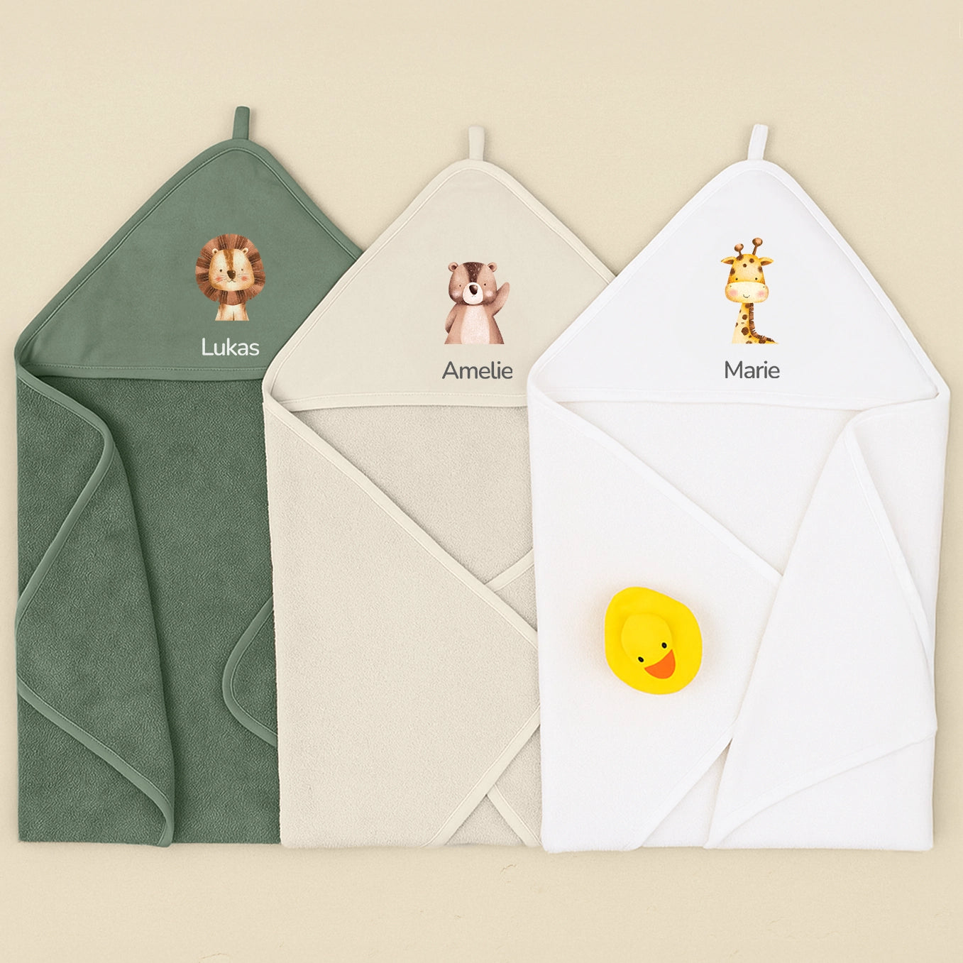 Personalisiertes Kapuzenhandtuch "Lieblingstier"