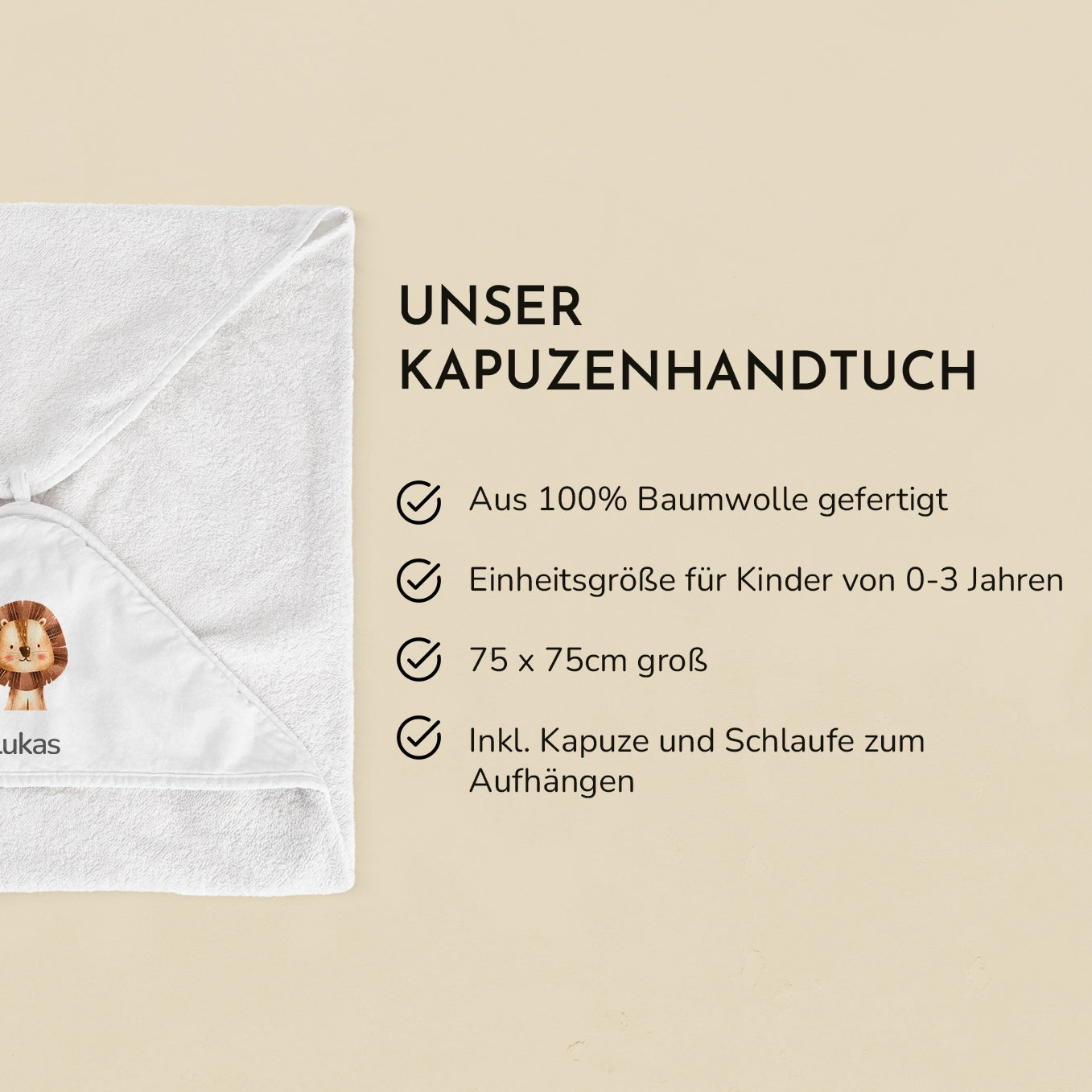 Personalisiertes Kapuzenhandtuch "Lieblingstier"
