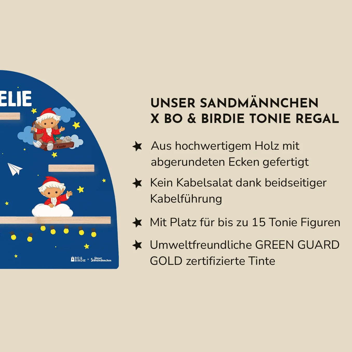 Personalisiertes Toniebox Regal "Unser Sandmännchen" “Gute Nacht”