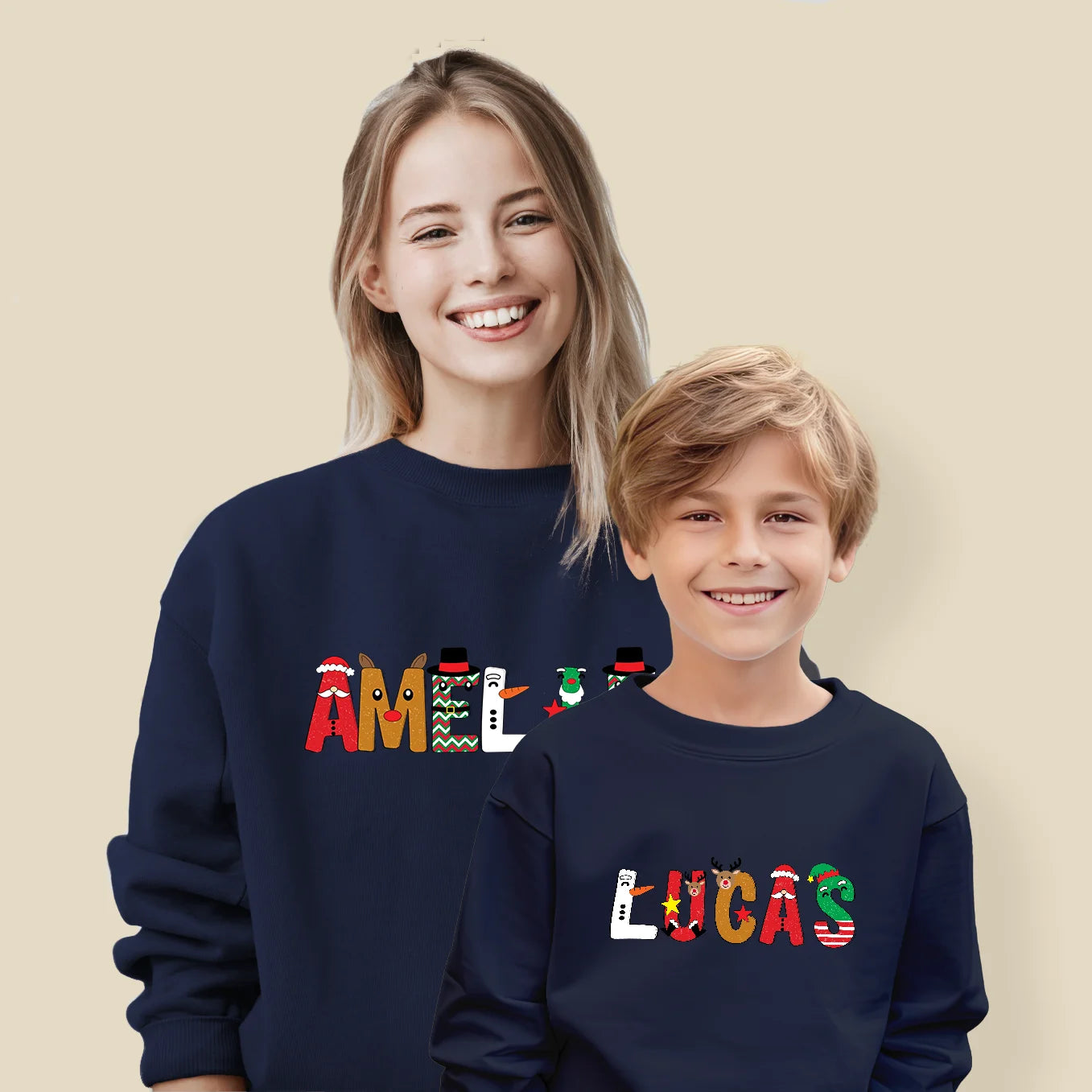 Personalisierter Partnerlook "Weihnachtsbuchstaben" - Eltern Sweater Bo & Birdie