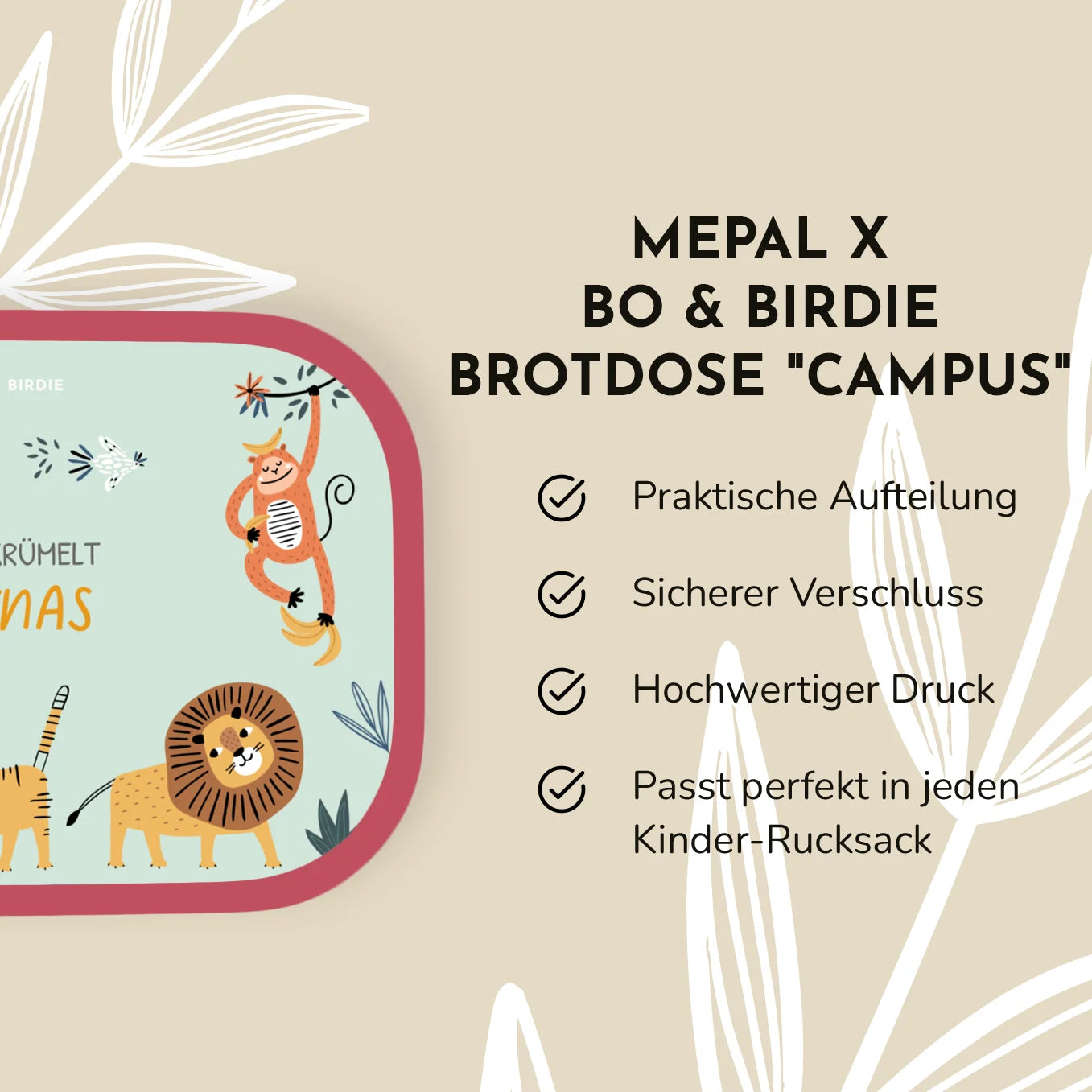 Personalisierte Mepal Brotdose "Mint Safari" Bo & Birdie