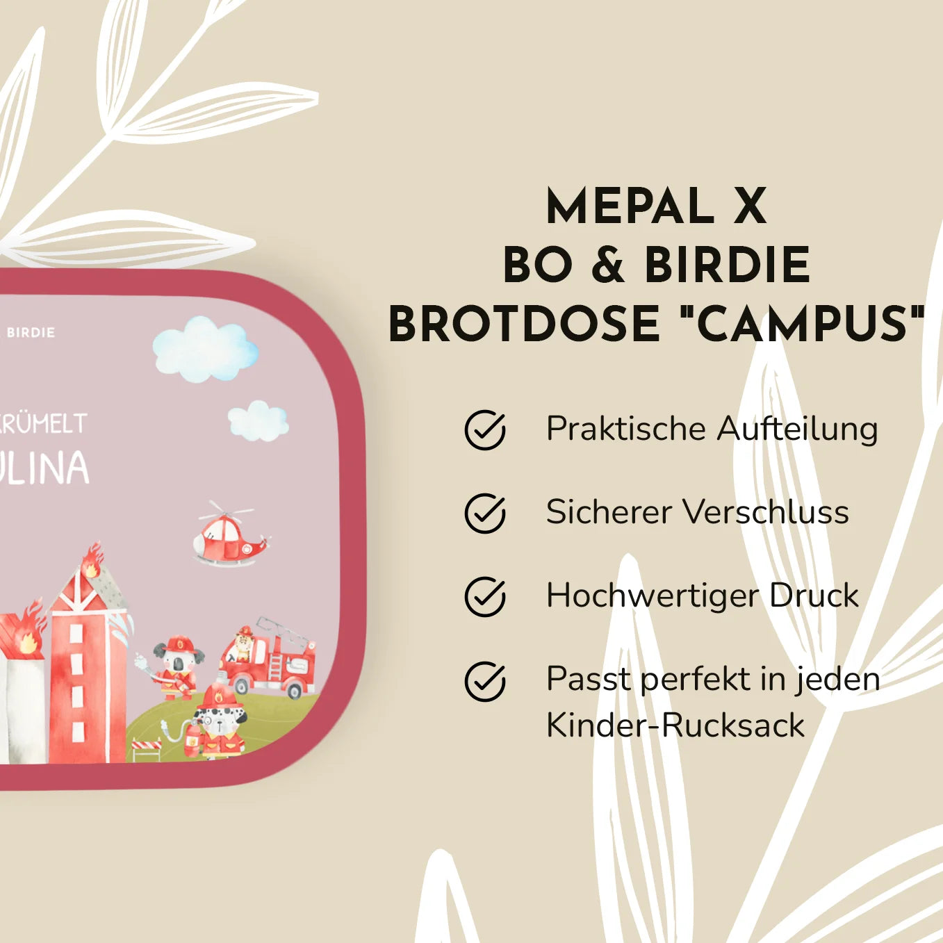 Personalisierte Mepal Brotdose "Feuerwehr" Bo & Birdie