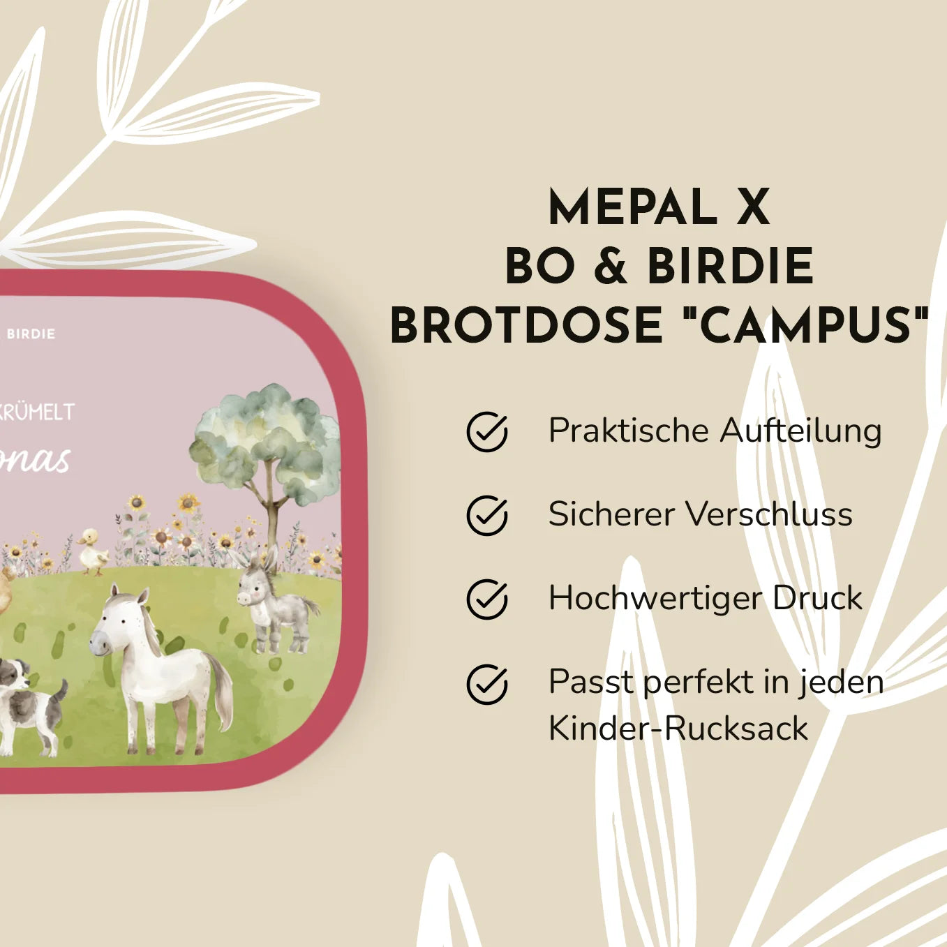 Personalisierte Mepal Brotdose "Bauernhof" Bo & Birdie