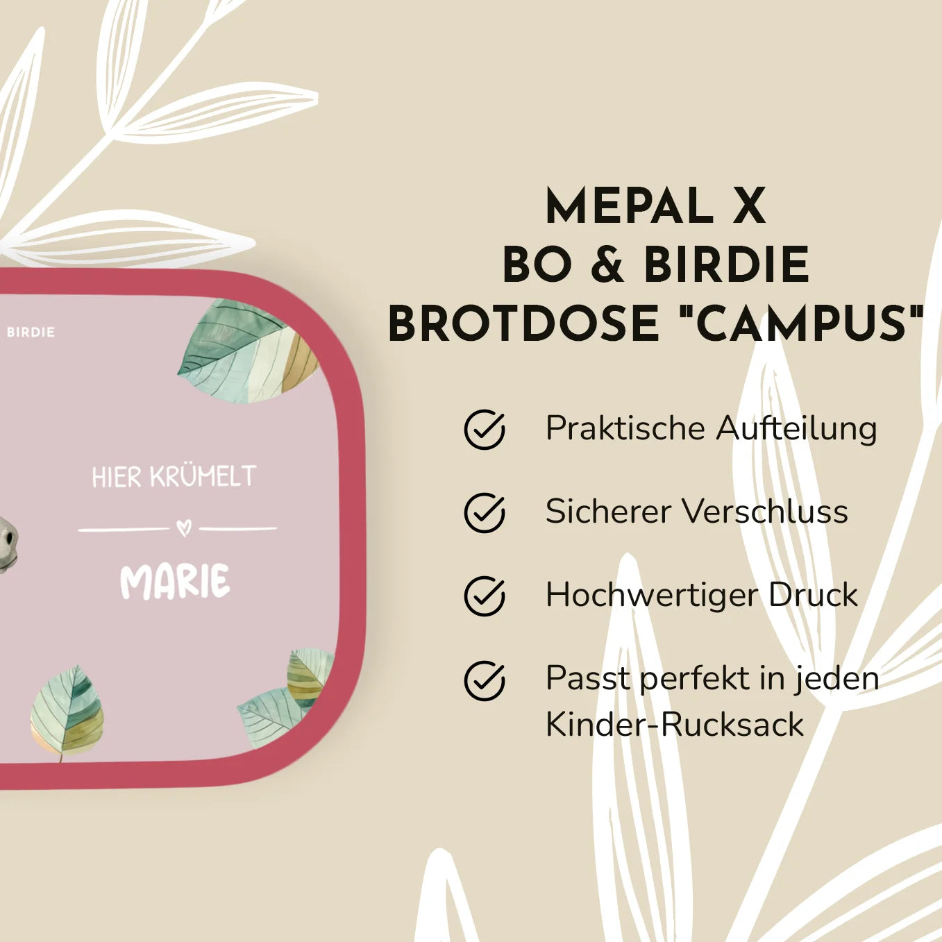 Personalisierte Mepal Brotdose "Wunschtier" Bo & Birdie