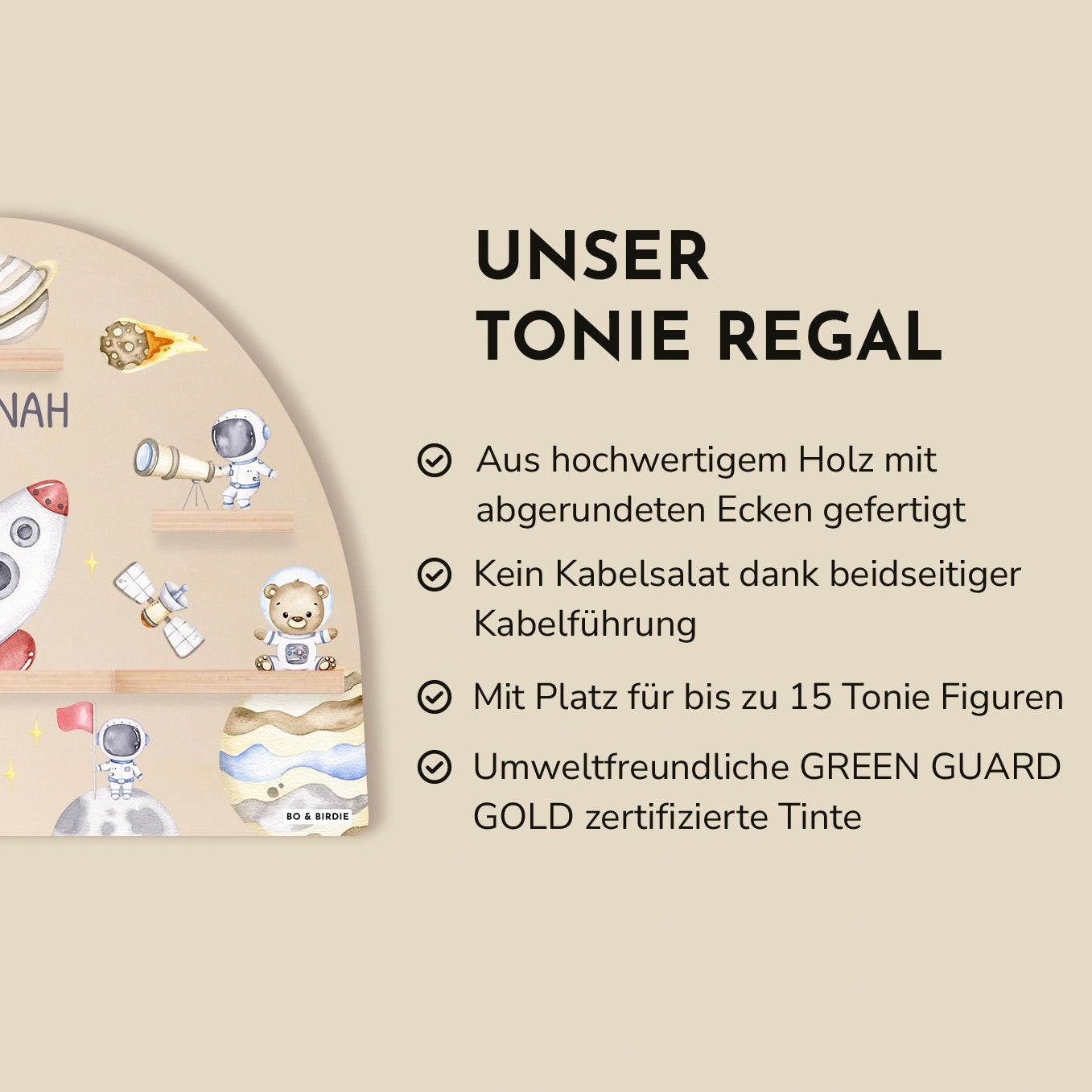 Personalisiertes Toniebox Regal "Astronauten Tiere"
