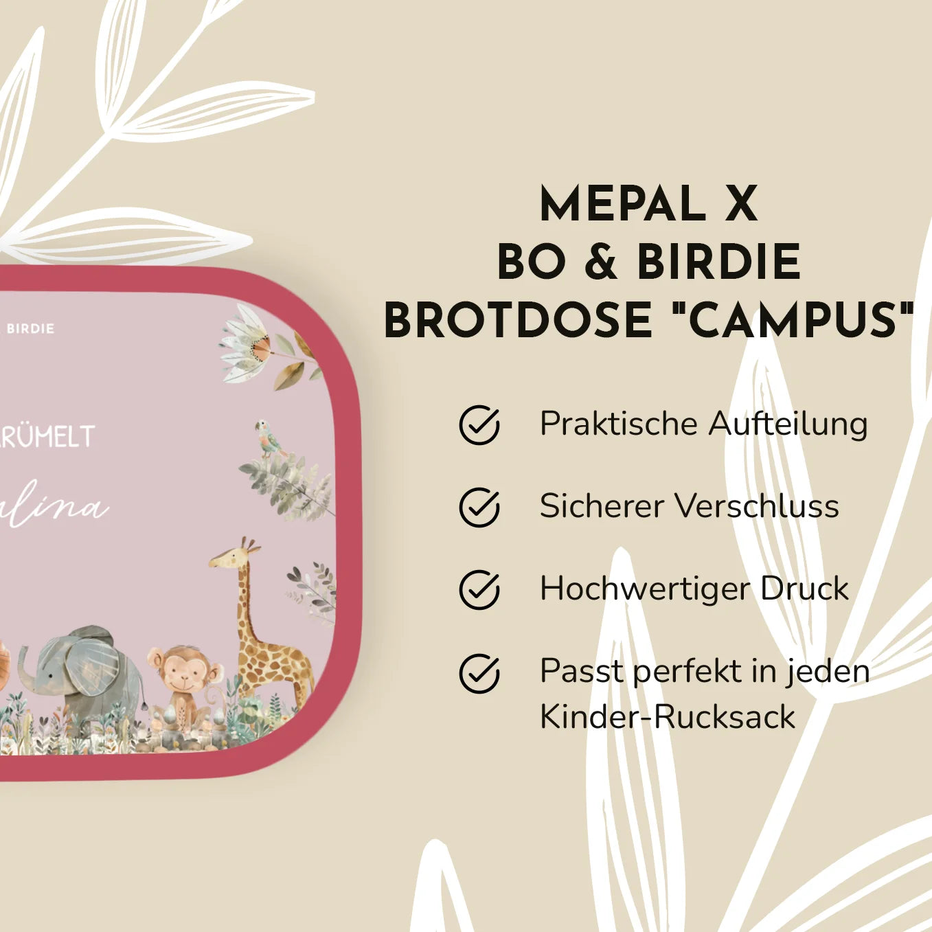 Personalisierte Mepal Brotdose "Safari Tiere" Bo & Birdie