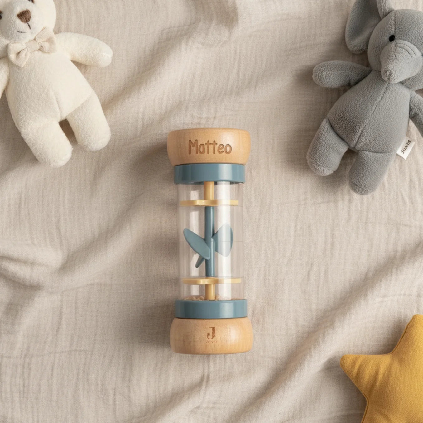 Personalisierte Regenmacher Rassel "Kleine Entdecker"
