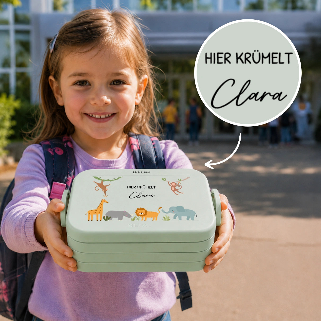 Personalisierte Mepal Brotdose "Tiere im Dschungel"