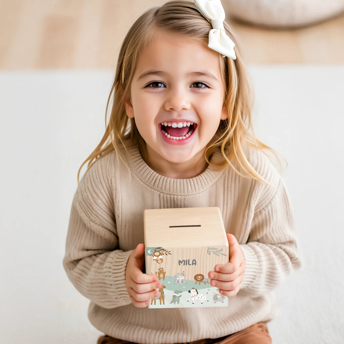 Personalisierte Holzspardose "Magie"
