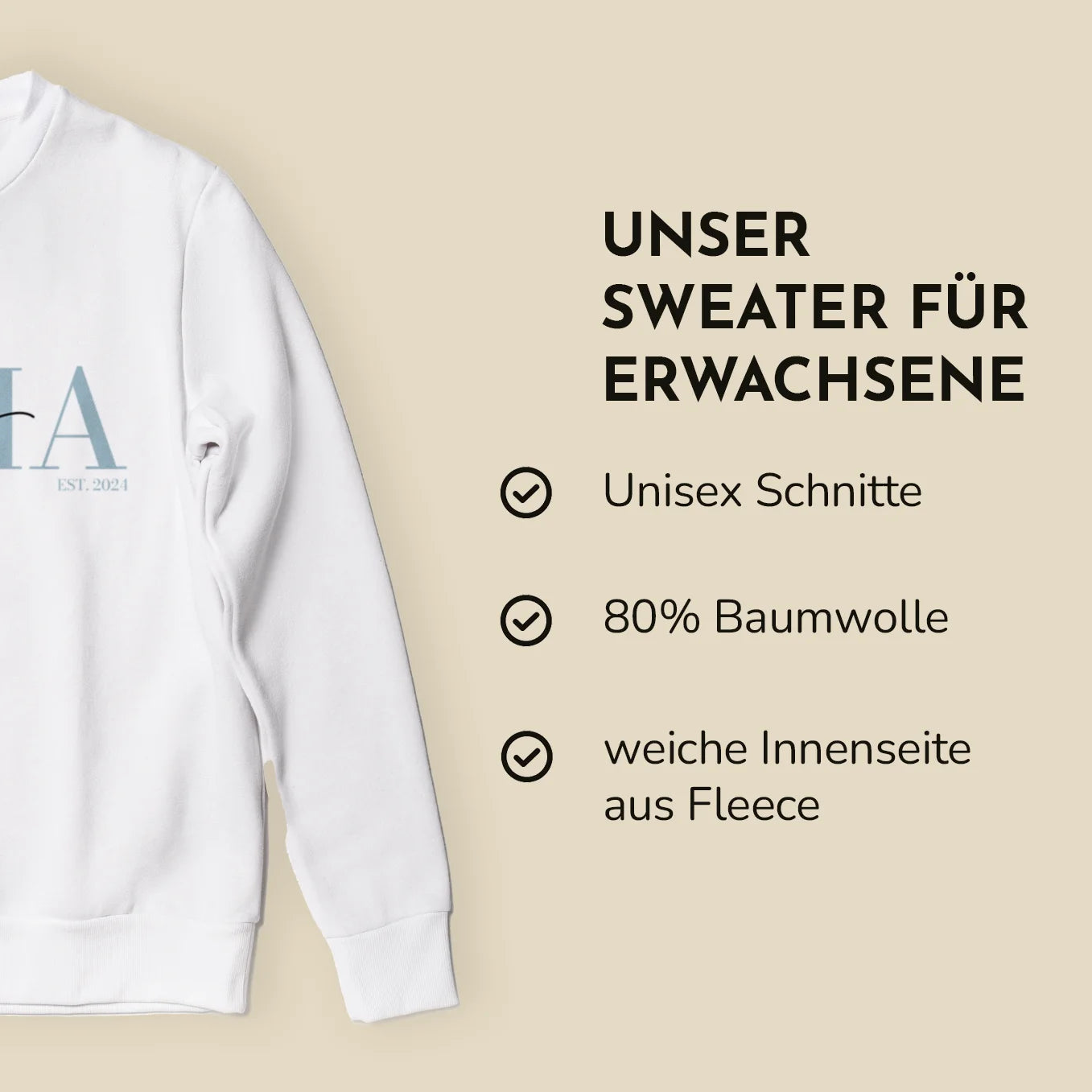 Personalisierter Erwachsenen Sweater "Mama / Papa" 2. Teil vom Partnerlook Bo & Birdie