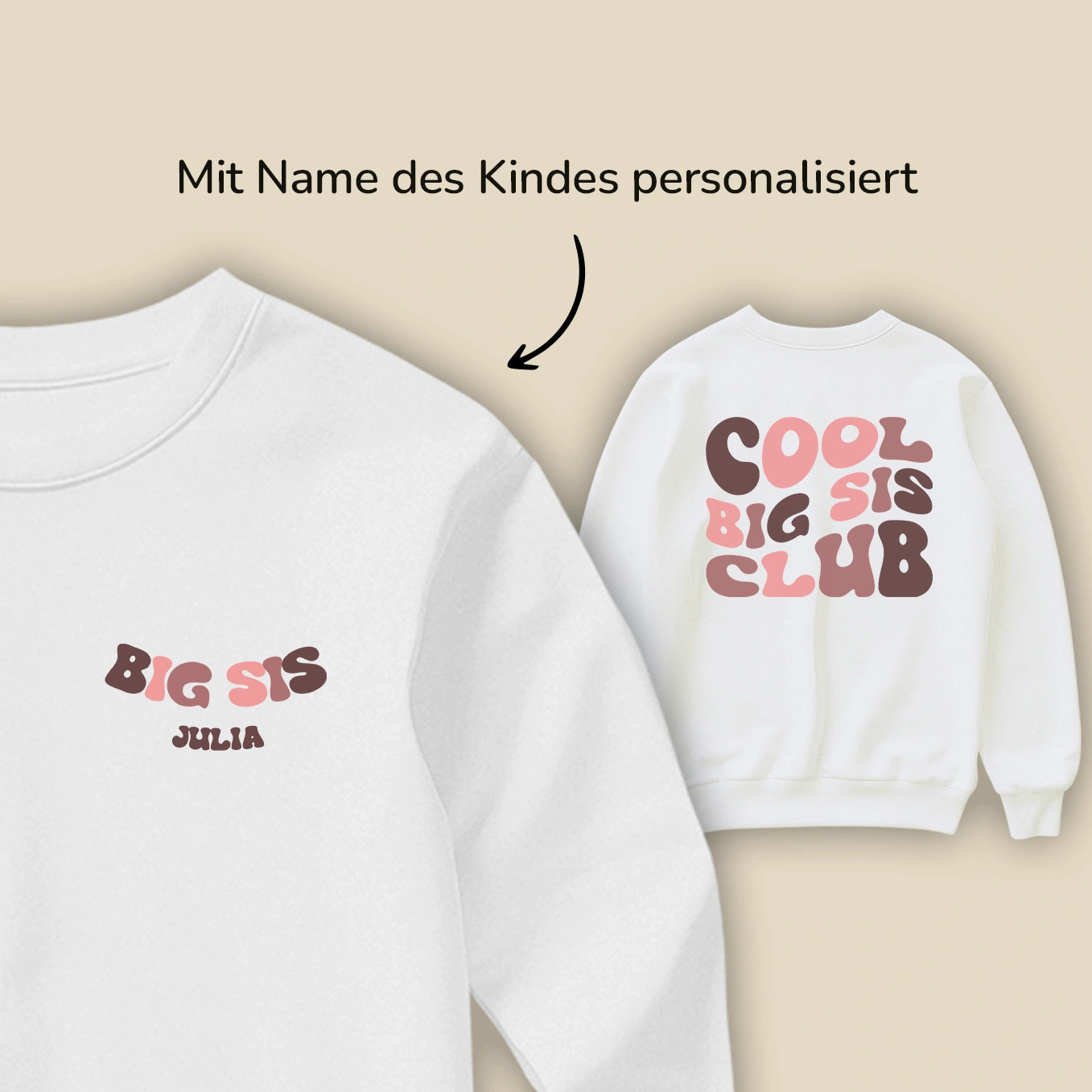Personalisierter Sweater "Cool Big Sis Club"
