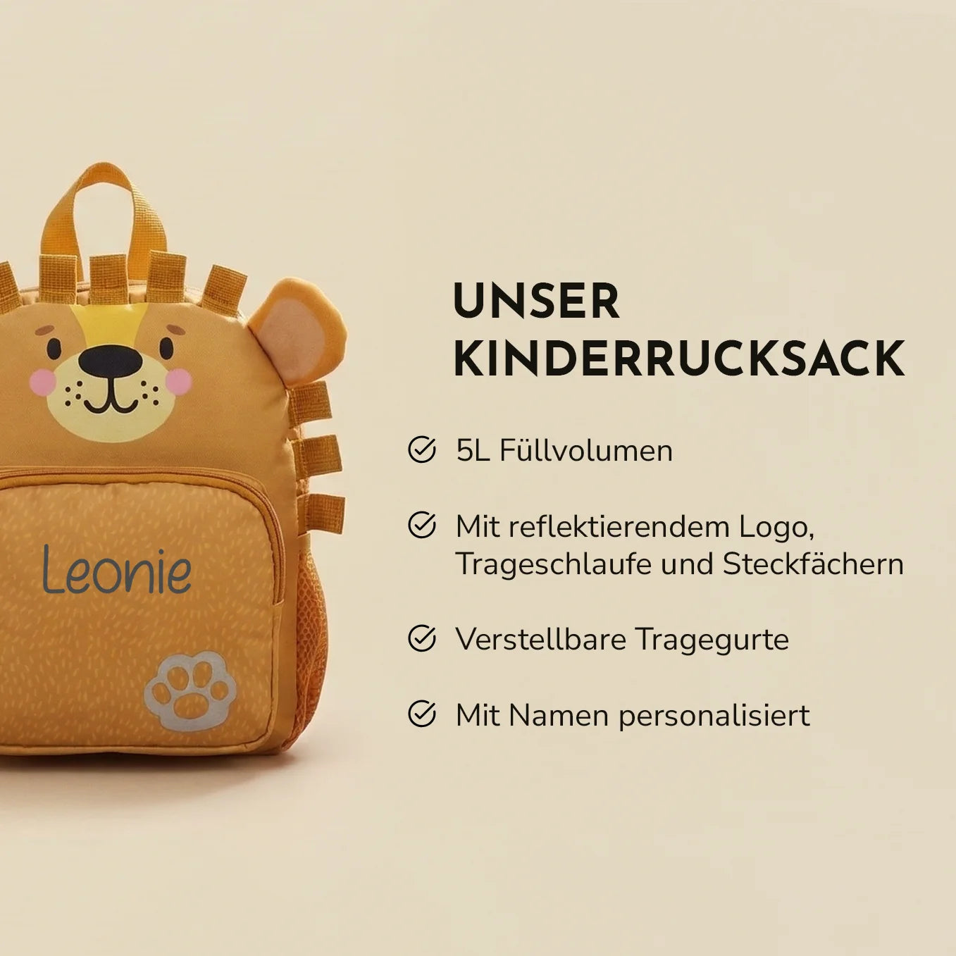 Personalisierter Kinder Rucksack "Löwe"