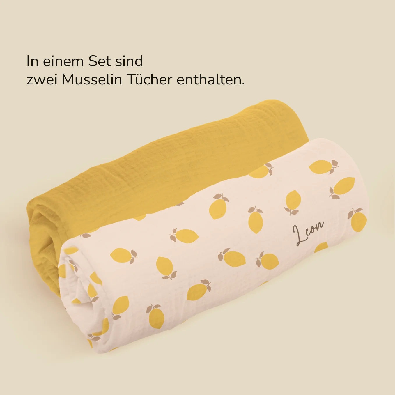 Personalisiertes Set Musselintücher "Zitrone"