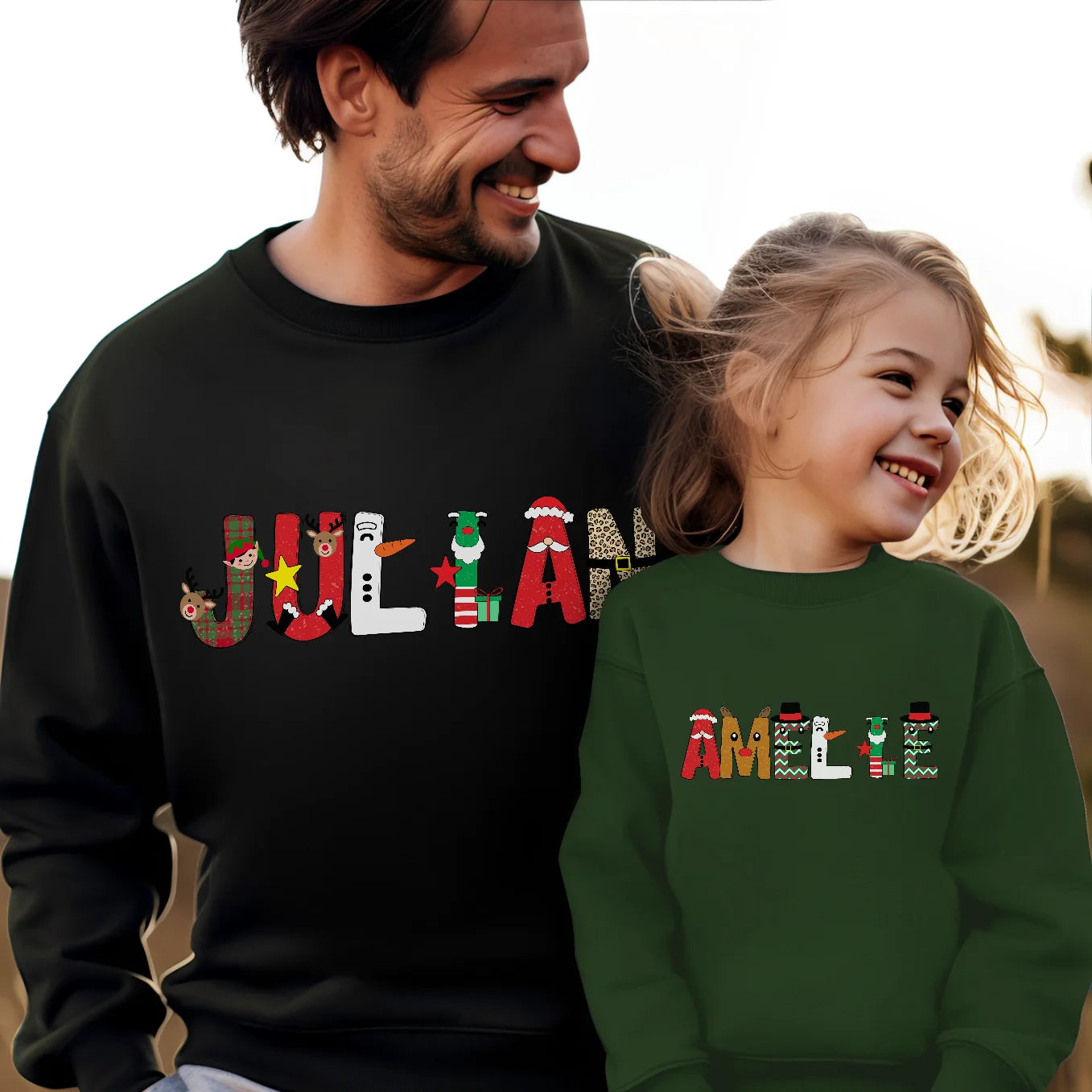 Personalisierter Partnerlook Sweater "Weihnachtsbuchstaben"